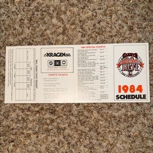 1984 San Francisco Giants UNFOLDED Baseball Pocket Schedule